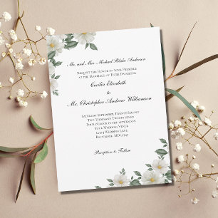 Invitation Fleurs Blanches Élégantes Décoration Florale Maria