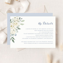 Fleurs Blanches Élégantes Détails de Mariage Bleu