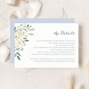 Invitation Fleurs Blanches Élégantes Détails de Mariage Bleu 