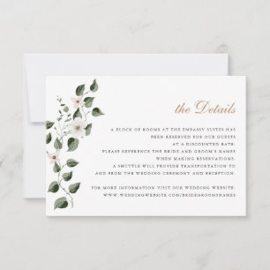 Invitation Fleurs blanches élégantes Verdure ivole Détails Ma