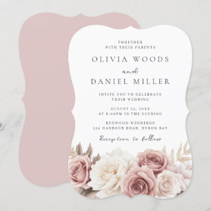 Invitation Fleurs blanches et bleues Mariage élégant