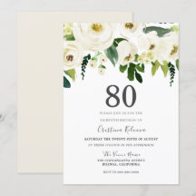 Fleurs blanches et crème Elégante fête de 80e anni