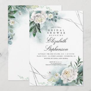 Invitation Fleurs blanches et verdure Fête des mariées élégan