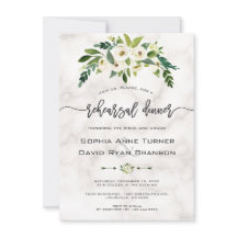 Fleurs blanches Marbre Écriture manuscrite Dîner d