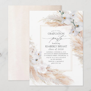 Invitation Fleurs blanches Pampas Grass Southern Graduation