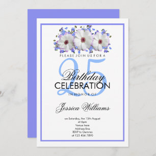 Invitation Fleurs blanches romantiques classiques Anniversair