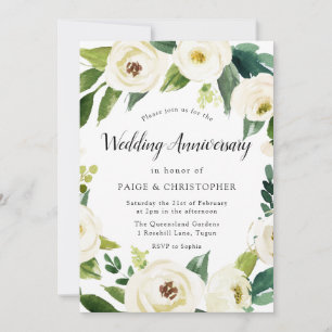 Invitation Fleurs blanches toutes années Mariage Anniversaire