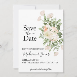 Invitation Fleurs blanches Végétation Succulente Enregistrer