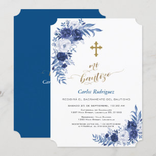 Invitation Fleurs Bleues Classiques Modernes Cross Boy Mi Bau