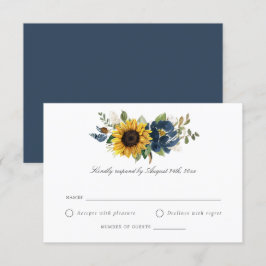 Invitation Fleurs bleues de la Marine des tournesols Mariage