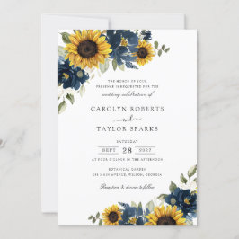 Invitation Fleurs bleues de la Marine Mariage de verdure