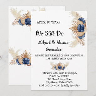 Invitation Fleurs bleues Dusty Renouvellement de l'anniversai