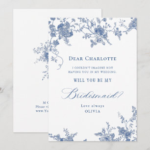 Invitation Fleurs Bleues Élégantes Serez-Vous Ma Femme D'Accu