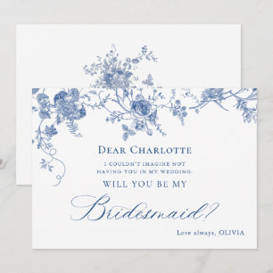 Invitation Fleurs Bleues Élégantes Serez-Vous Ma Femme D'Accu