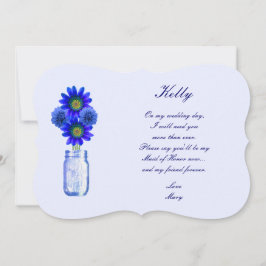 Invitation Fleurs Bleues Mason Jar Maid Of Honor Card
