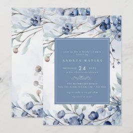 Invitation Fleurs bleues poussiéreuses | Elégante Fête des ma