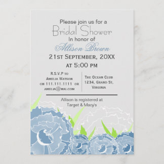 Invitation fleurs bleues printemps douche nuptiale