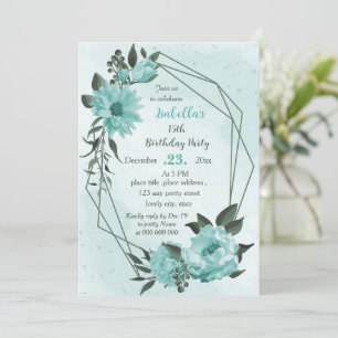 Invitation fleurs bleues verdure botanique anniversaire