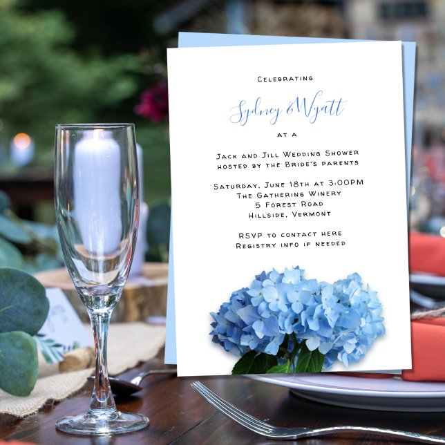 Invitation Fleurs bleues wedding showers Jack n Jill Couples (Créateur téléchargé)