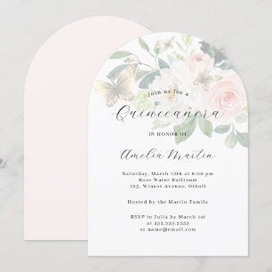 Invitation Fleurs Blush Arche Moderne de Quinceanera