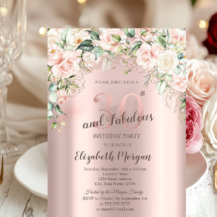 Invitation Fleurs Bohème Roses Or Rose 30e Anniversaire