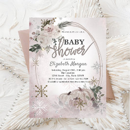 Invitation Fleurs Boho citrouilles, Baby shower Snowflakes