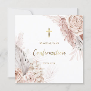 Invitation fleurs boho Confirmation