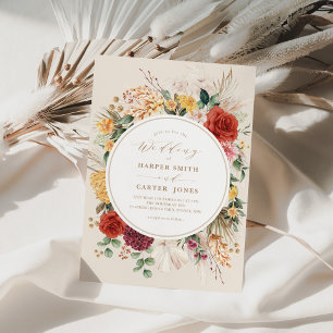 Invitation Fleurs Boho Rustiques Pampas Soirée Mariage Grass 