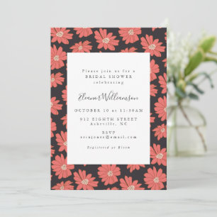 Invitation Fleurs botaniques Boho Fête des mariées rouge noir