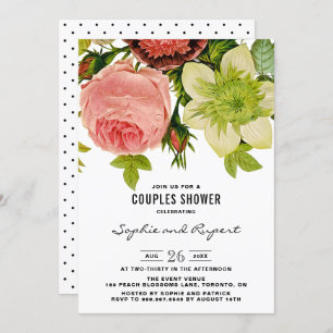 Invitation Fleurs botaniques Couples Vintages Douche
