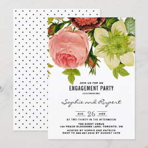 Invitation Fleurs botaniques Partie d'engagement Vintage