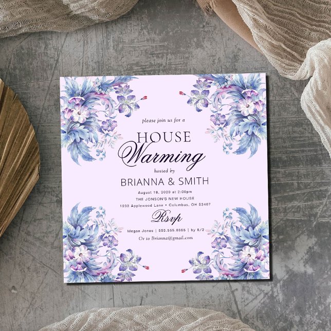 Invitation Fleurs Botaniques pour Pendaison de Crémaillère (Créateur téléchargé)