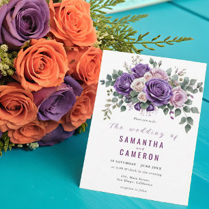 Invitation Fleurs botaniques rousses Mariage géométrique