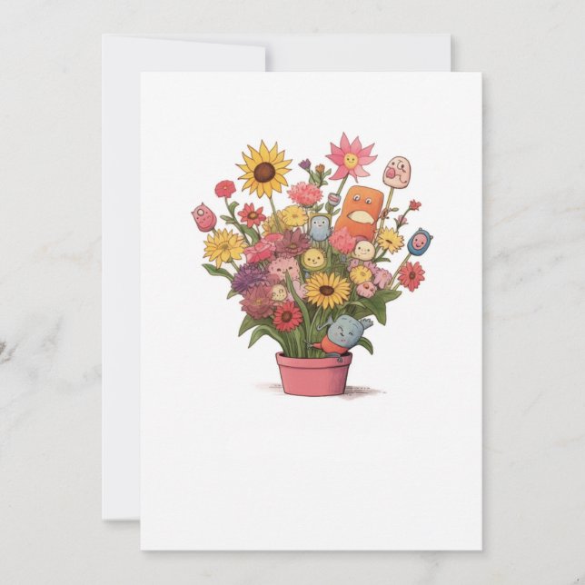 Invitation Fleurs, bouquet, pot de fleurs (Devant)