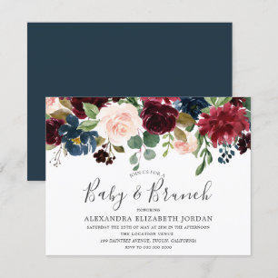 Invitation Fleurs Bourgogne Baby & Brunch Baby shower invitat