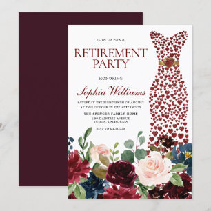 Invitation Fleurs Bourgogne Blush Dress Retraite Party