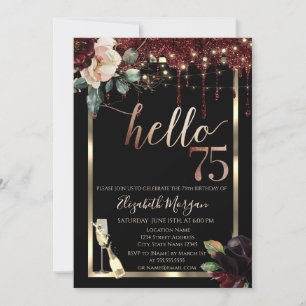 Invitation Fleurs Bourgogne, Frame, Champagne 75e anniversair