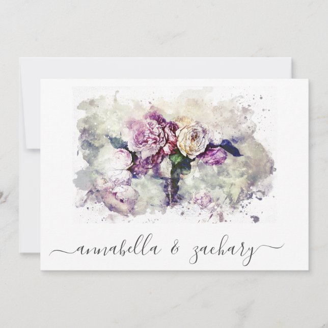 Invitation *~* Fleurs Bourgogne RSVP QR AR26 MARIAGE floral (Devant)