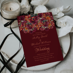 Invitation Fleurs bourguignonnes classiques Mariage floral fo