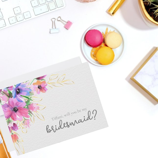 Invitation Fleurs Brillantes et Demoiselle d'Honneur en Or (Créateur téléchargé)