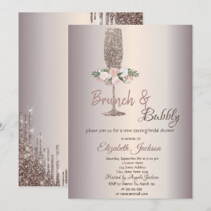Invitation Fleurs Brunch & Bubbly Rose Gold Baby Shower