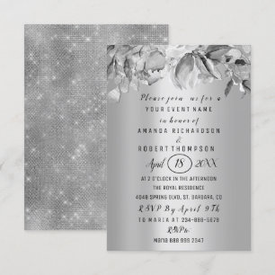 Invitation Fleurs Brunch Silver GRay Mariage Anniversaire