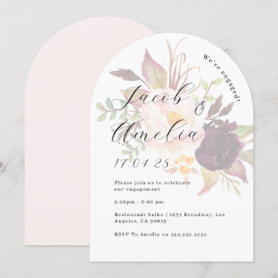 Invitation Fleurs Burgundy Blush Arch Fête de Fiançailles