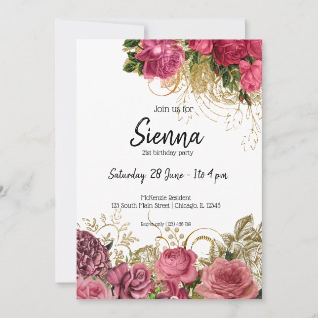 Invitation Fleurs chic et glamour modernes pour toutes les oc (Devant)