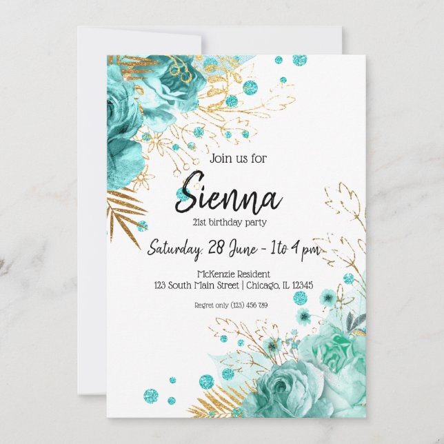 Invitation Fleurs chic et glamour modernes pour toutes les oc (Devant)