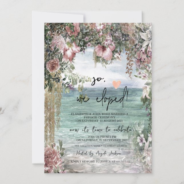 Invitation Fleurs Chic Ocean Mariage Elopement (Devant)