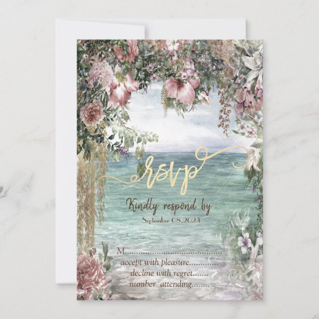 Invitation Fleurs chic Ocean RSVP (Devant)