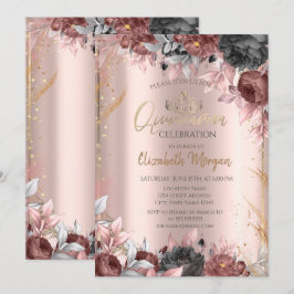 Invitation Fleurs Chic Tiara, Diamonds Rose or Quinceañera