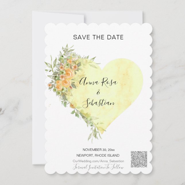 Invitation *~* Fleurs Coeur AR6 QR - MARIAGE ENREGISTRER LA D (Devant)