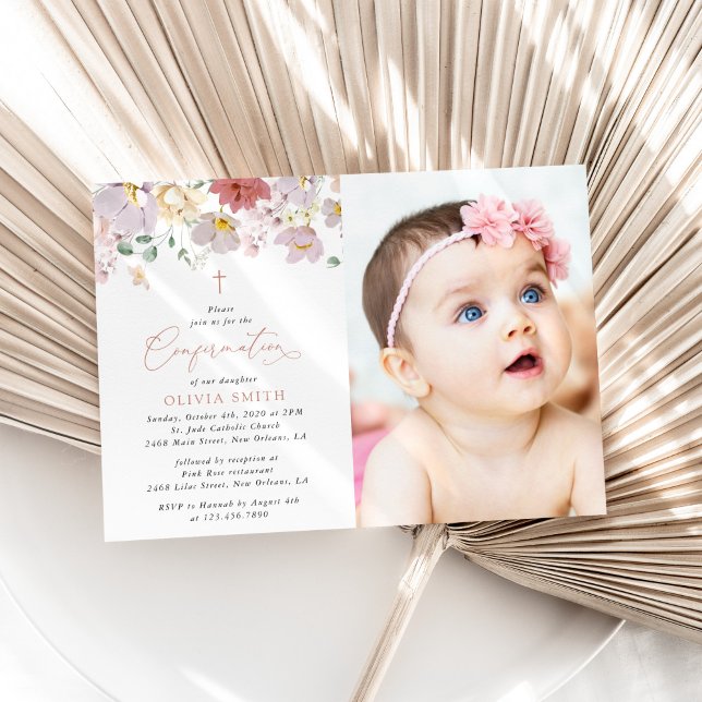 Invitation Fleurs Colorées, Fleurs Sauvages, Bohème, Confirma (Créateur téléchargé)